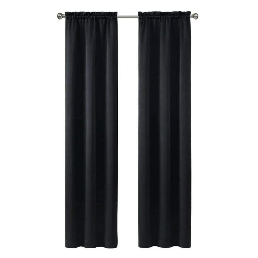 Room Darkening Solid Black Curtain Panels (Set 2) 30” x 84” 🌙